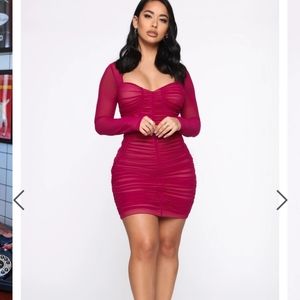 Simply Satisfying Ruched Mini Dress - Magenta